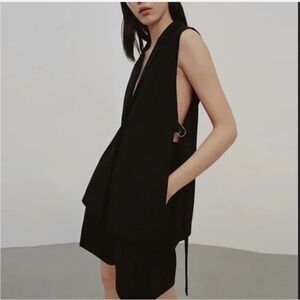 Zara Black Sleeveless Waistcoat Vest w Vented Sides - Size XS